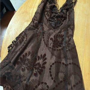 Anna Sui Brown Backless Dress